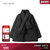 围脖羽绒服女2025冬新款 TKY SHOP黑色短款 防风保暖加厚外套鹅绒服