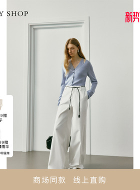 [商场同款]TKY SHOP阔腿纯白百搭休闲长裤2025秋新款10I1PA02K027