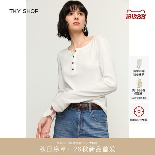 TKYSHOP圆领长袖T恤女