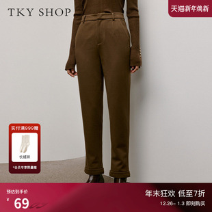 SHOP咖色基础直筒休闲裤 简约气质通勤裤 女秋季 OL风长裤 子 时尚 TKY