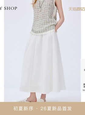 [商场同款]TKY SHOP拼接半身裙2026夏新款气质小白裙10J1SA05I037