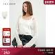 TKY 百搭上衣 打底衫 SHOP慵懒风撞色假两件微透针织衫 女白色长袖