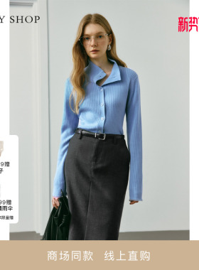 [商场同款]TKY SHOP翻领毛开衫女2025秋新款针织衫10I1MA03L035