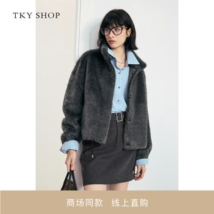 TKY SHOP立领毛毛厚外套保暖2025冬新款 10I1DA06T098 商场同款