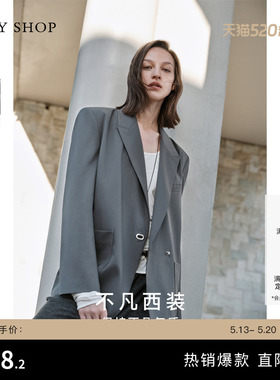 TKY SHOP老钱风灰色西装外套女通勤气质职场西服小个子休闲外套女