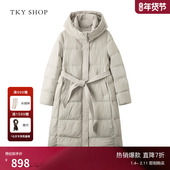 羽绒服女2025冬新款 TKY SHOP收腰长款 加厚保暖外套连帽系带鸭绒服