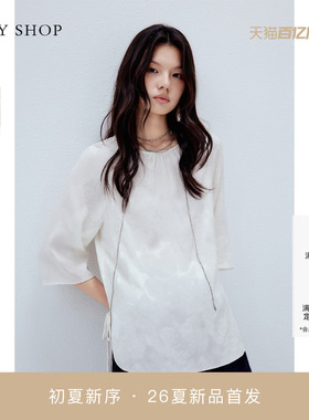 [商场同款]TKY SHOP七分袖桑蚕丝气质上衣2026夏新款10J1JA04H083