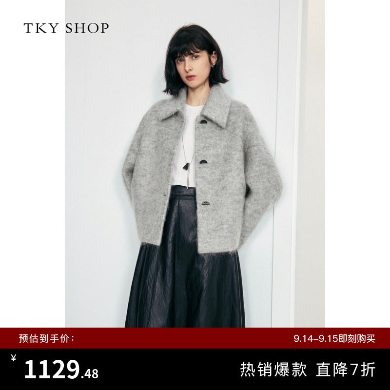 TKYSHOP翻领短款大衣图片