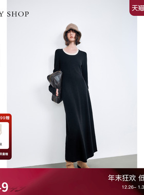 [100%羊毛]TKY SHOP简约毛衫连衣裙2025冬季新款气质优雅慵懒长裙