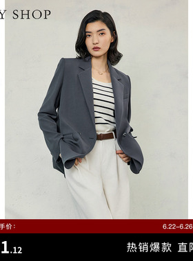 TKY SHOP简约长袖灰色便西女春秋新款西服通勤气质百搭西装外套