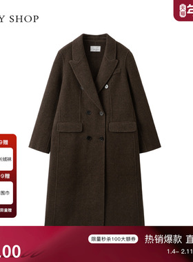TKY SHOP长款绵羊毛大衣女2025冬新款毛呢外套通勤保暖显瘦宽松