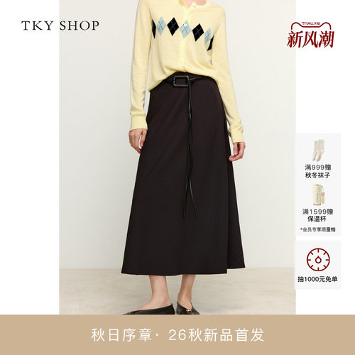 TKYSHOP腰带西装半裙