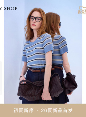 [商场同款]TKY SHOP条纹短袖毛套衫2026夏新款针织衫10J1MA05I005