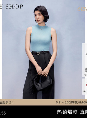 TKY SHOP无袖针织上衣夏季新款外穿洋气背心内搭女蓝色好看休闲