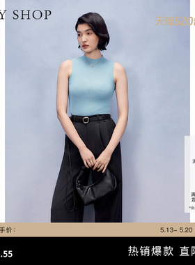 TKY SHOP无袖针织上衣夏季新款外穿洋气背心内搭女蓝色好看休闲