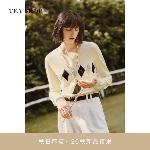 TKYSHOP圆领长袖毛开衫