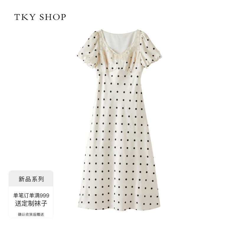 TKYSHOP蕾丝泡泡袖连衣裙
