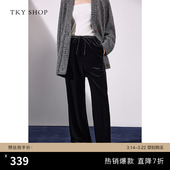 休闲裤 女春秋新款 黑色百搭气质通勤显瘦 SHOP软糯垂感丝绒长裤 TKY