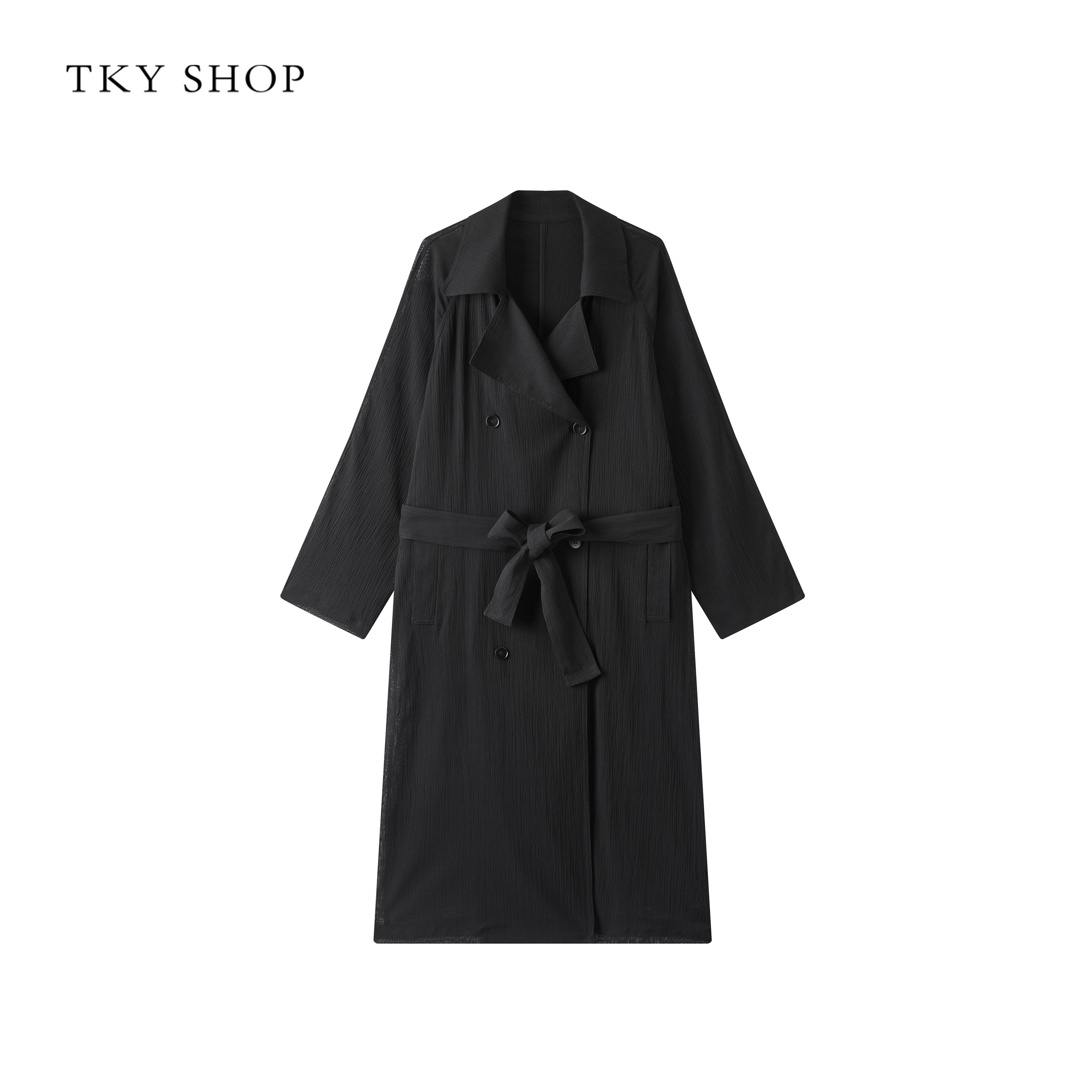 TKY SHOP黑色长款时尚风风衣