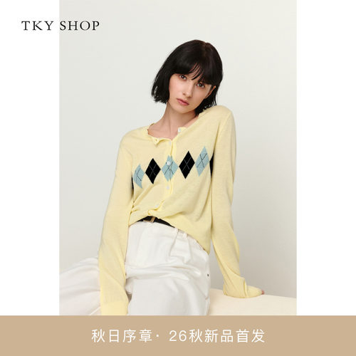 TKYSHOP圆领长袖毛开衫
