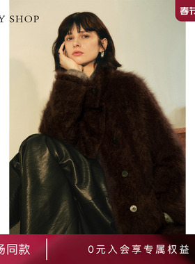 [商场同款]TKY SHOP中长款立领大衣2025新款毛呢外套10I1GA08V203