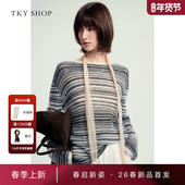 商场同款 TKY SHOP圆领渐变条纹毛套衫 女2026春新款 10J1MA02B014
