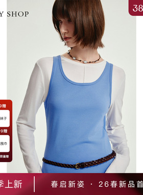 [商场同款]TKY SHOP蓝色背心2026春新款修身吊带上衣10J1LA04B085