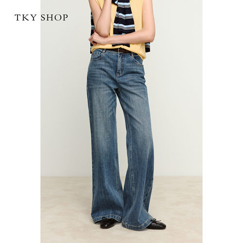 TKYSHOP高腰微喇牛仔裤