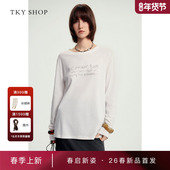 商场同款 TKY SHOP字母长袖 T恤2026春新款 宽松上衣10J1NA04B016