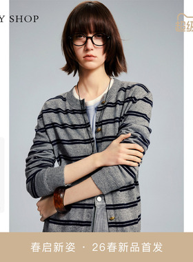 [商场同款]TKY SHOP条纹针织开衫2026春新品羊毛外套10J1MA02A007