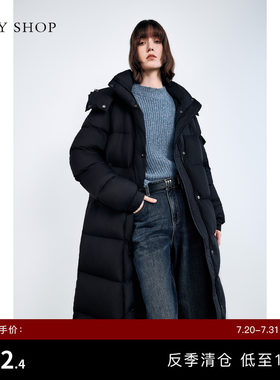TKYSHOP长款连帽羽绒服