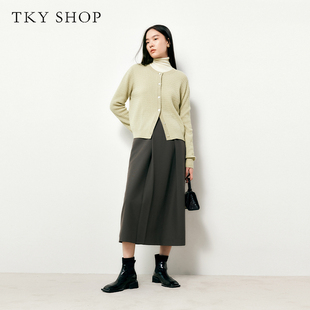 新款 女冬季 节日氛围感毛衣女温柔软糯 SHOP圆领绞花针织线开衫 TKY