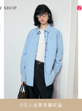 [商场同款]TKY SHOP纯棉宽松长袖衬衫女2025冬新款10I1KA01P021