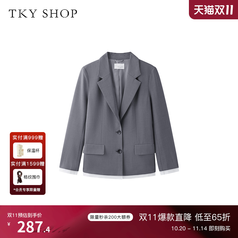 TKYSHOP长袖时尚拼接西装外套