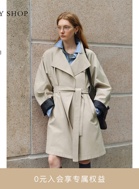 [商场同款]TKY SHOP中长款系带风衣女2025秋新款外套10I1BA03L041