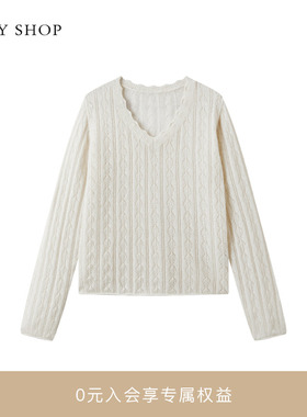 [商场同款]TKY SHOPV领羊绒毛套衫2025秋新款针织衫10I1MA03L108