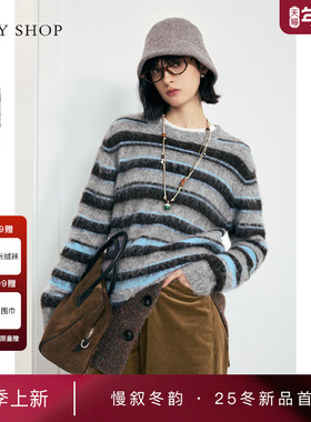 [商场同款]TKY SHOP条纹渐变针织衫女2025冬新款毛衣10I1MA03Q065