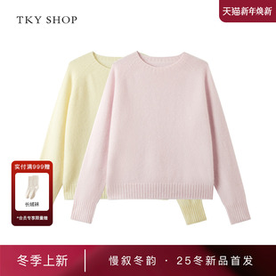 商场同款 针织衫 TKY 女长袖 保暖毛衣 SHOP圆领100%纯山羊绒毛衫