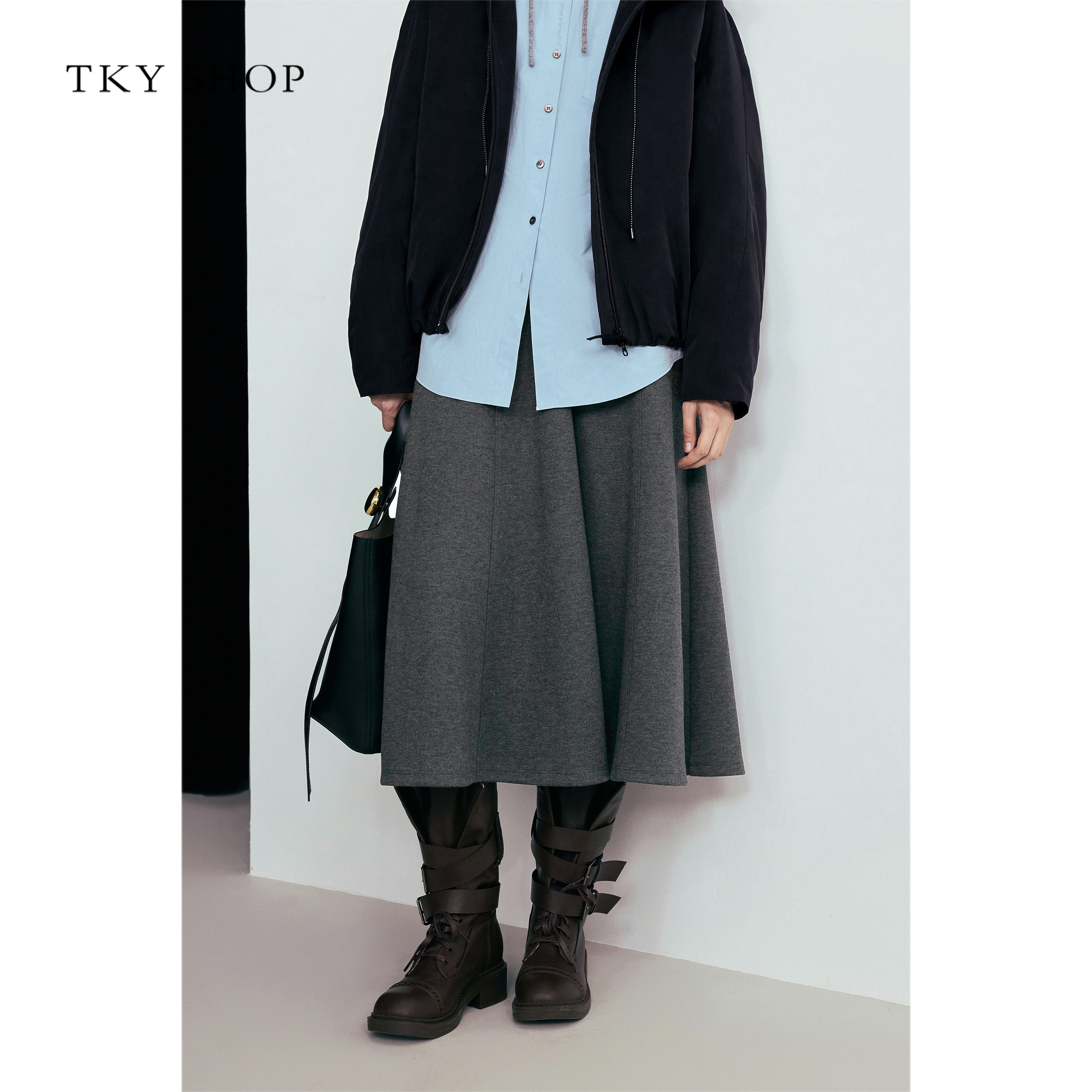 TKYSHOP高腰显瘦A字半身裙