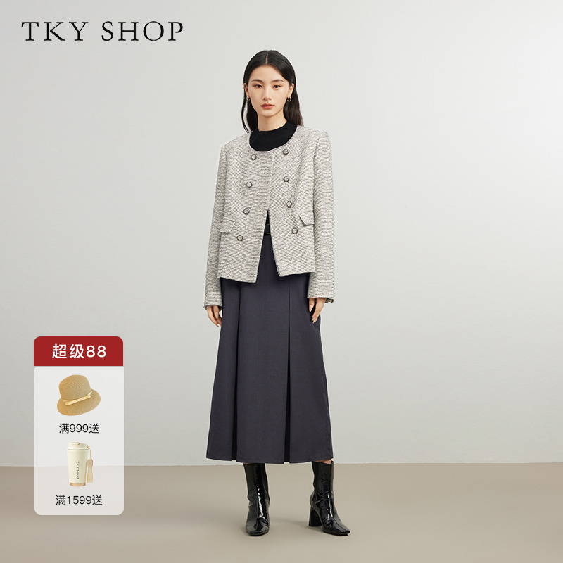 TKYSHOP短款双排扣小香风外套