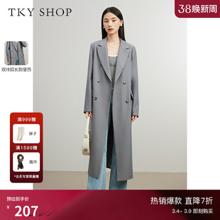TKY SHOP简约双排扣长款西装式风衣秋季复古穿搭时尚百搭优雅气质