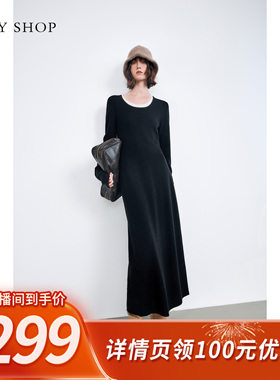 【所有姐姐的衣橱】TKY SHOP简约毛衫连衣裙冬季保暖黑色修身长裙