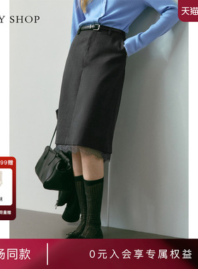 [商场同款]TKY SHOP蕾丝拼接半身裙2025秋新款中长裙10I1SA03L049