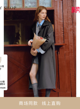 [商场同款]TKY SHOP立领长款风衣女2025秋新款长外套10I1BA04N057