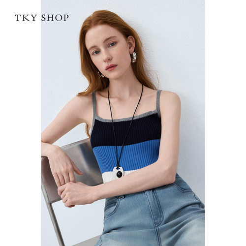 TKYSHOP条纹吊带衫针织背心