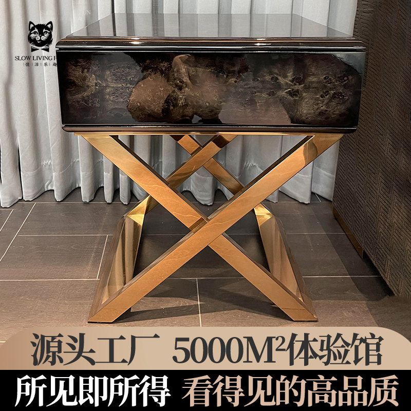 现代意式简约床头柜轻奢卧室高级感储物柜实木床边储物柜子fsz
