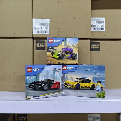 乐高LEGO城市积木玩具60485烈焰跑车黑超跑60486黄色出租车60487
