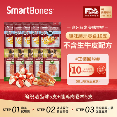 SmartBones狗狗磨牙棒10支组合装