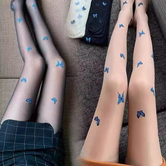 性感网红款蓝色蝴蝶丝袜