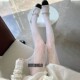 夏季 防勾丝黑丝丝袜女白丝渔网袜奶白色lolita甜美提花网袜 薄款